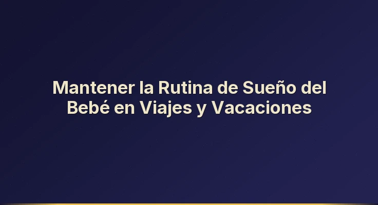 Mantener la Rutina de Sueño del Bebé en Viajes y Vacaciones